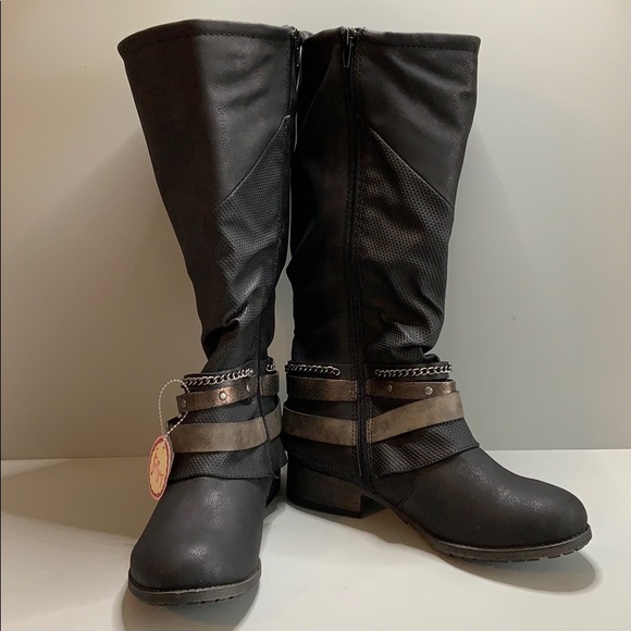 Jellypop Shoes - Jellypop brown faux leather chain and straps boot